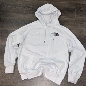 The North Face Classic Light Ice Blue Hoodie with back graphic